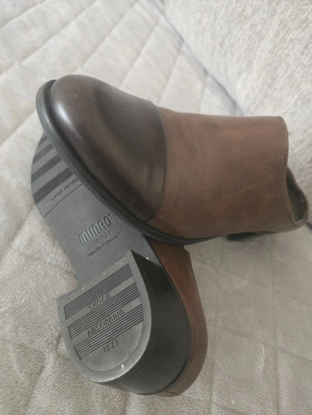 Munro Brown Leather Slip-On Loafers with Black Cap Toe